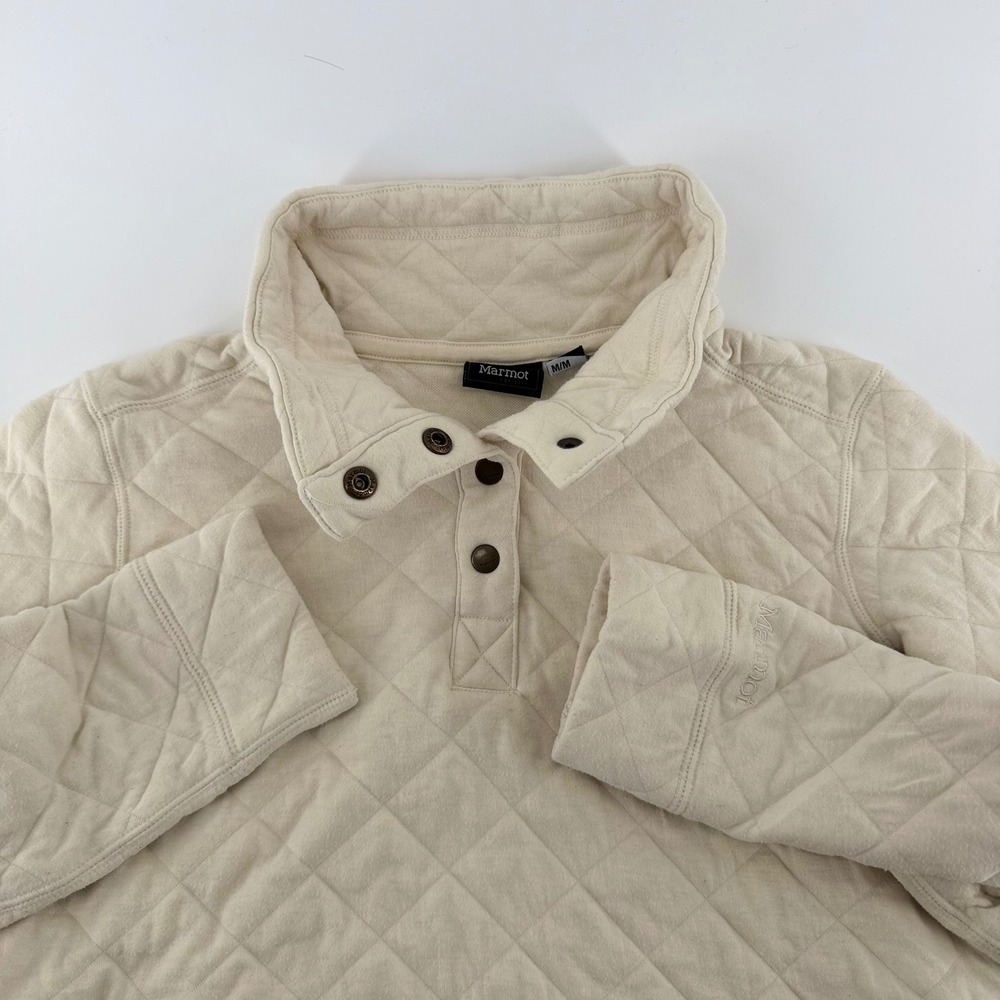 Marmot Quilted Pullover Hoodie in Cream